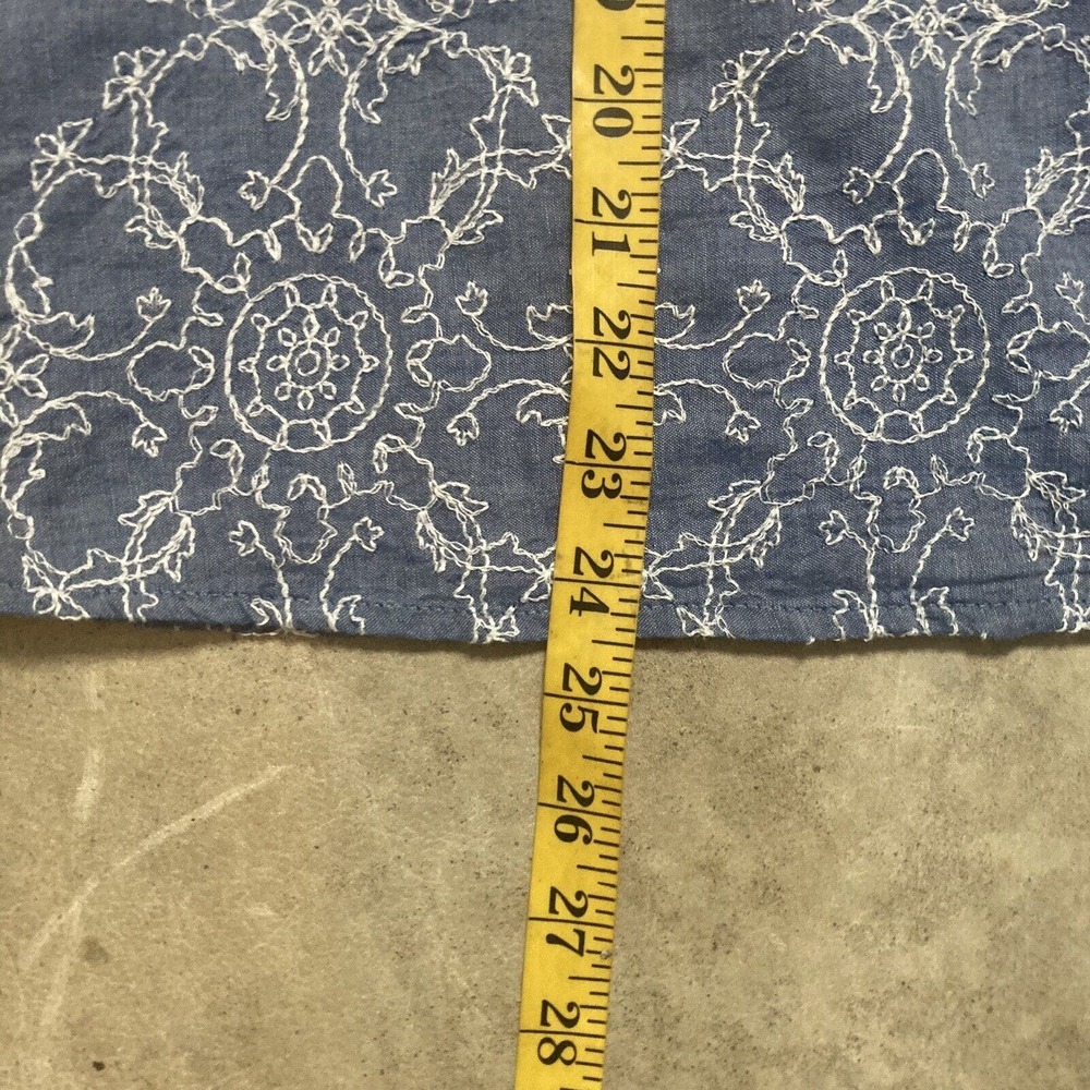 Ann Taylor Shirt Womens Size Small Blue‎ Chambray Ruffle Split Neck Shell - Picture 6 of 10